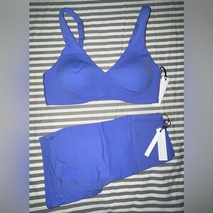 Paragon FormLux Sculptseam Plus Shorts + Curve LiteSculpt Bra in Blueprint Sz M